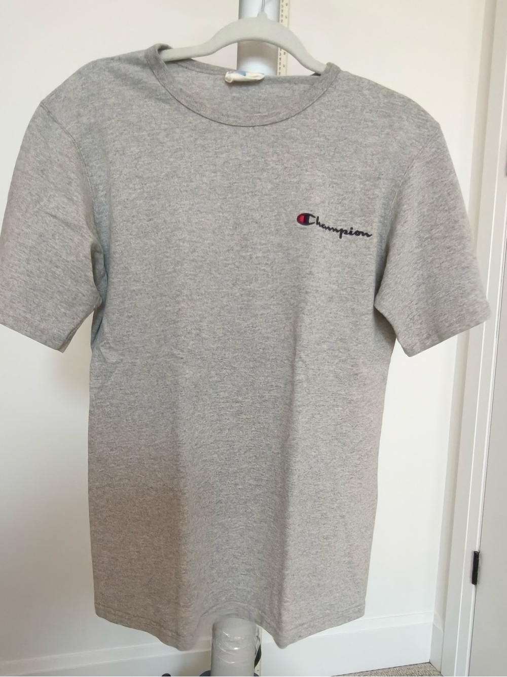 Champion Light Gray Short Sleeve Tee with Script Logo and C Patch